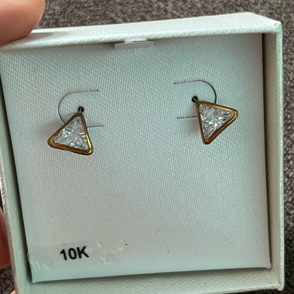 Dangle diamond triangle earrings - Picture 8 of 9